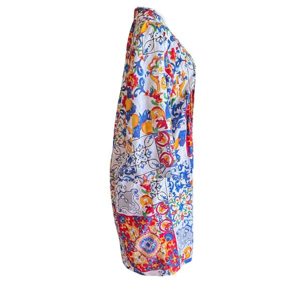 Colori di Mare Colorful Eyelet Tunic Caftan Dress Boho Artwear Resort Retro sz S - Picture 3 of 10